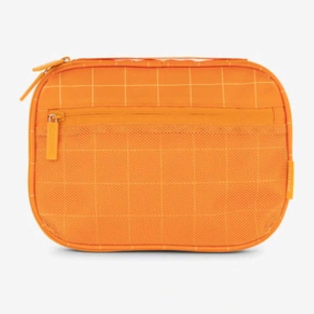 Calpak Travel Tech Organizer orange Checkerboard Print Checkered